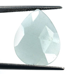 MILKY AQUAMARINE ROSE CUT BRIOLETTE PEAR (GREENISH) 20X15MM 7.06 Cts.