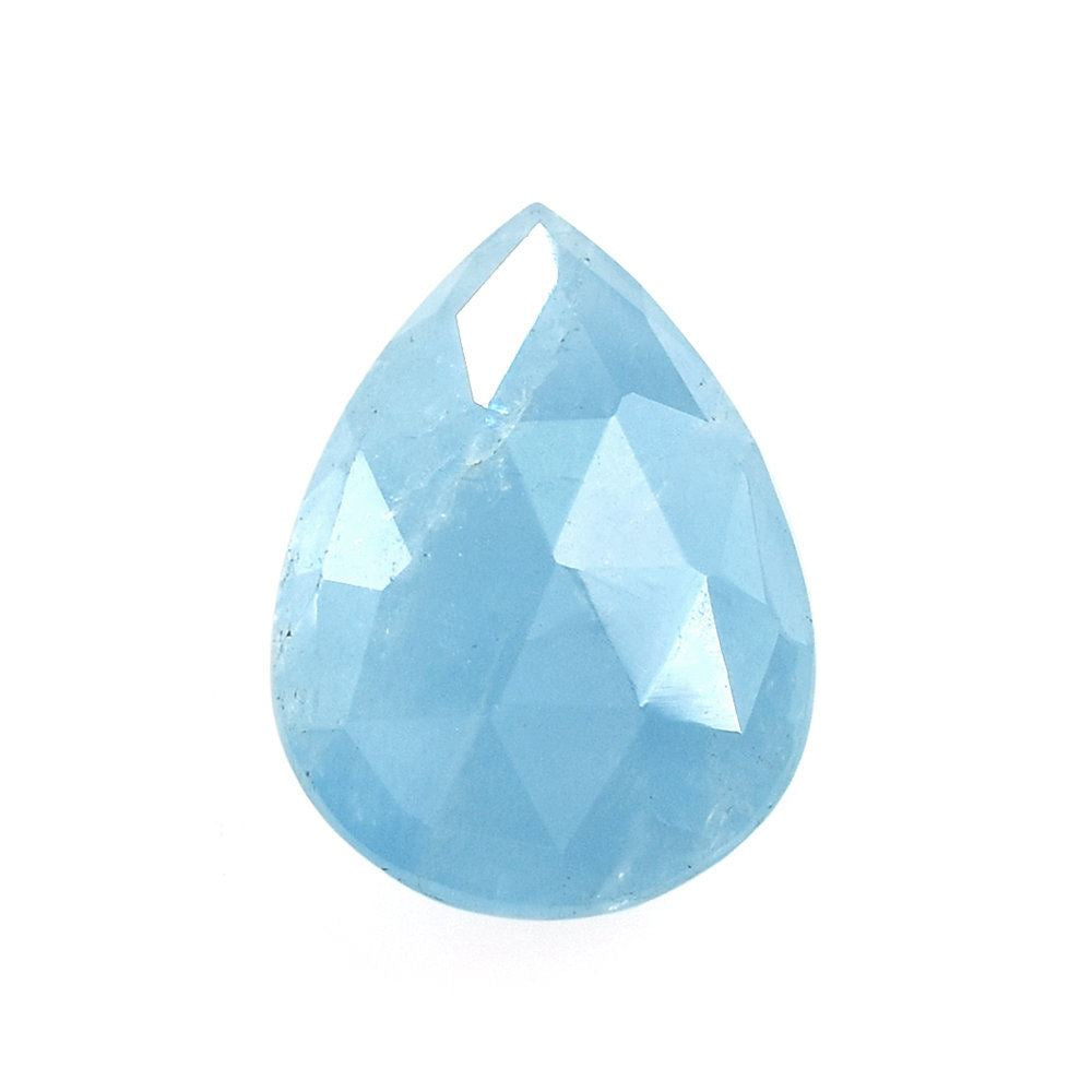 MILKY AQUAMARINE ROSE CUT BRIOLETTE PEAR (AAA) 14X10MM 4.51 Cts.