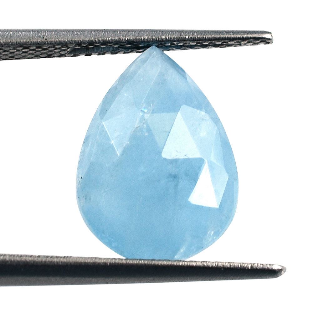 MILKY AQUAMARINE ROSE CUT BRIOLETTE PEAR (AAA) 14X10MM 4.51 Cts.
