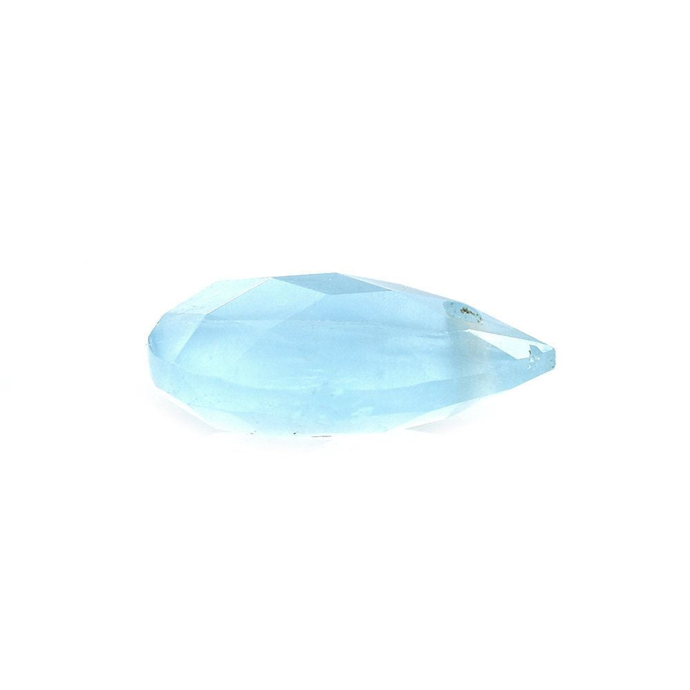 MILKY AQUAMARINE CHECKER CUT BRIOLETTE PEAR (FULL-DRILL) (AA) 12X8MM 2.69 Cts.