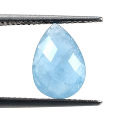 MILKY AQUAMARINE CHECKER CUT BRIOLETTE PEAR (AAA) 12X8MM 2.35 Cts.
