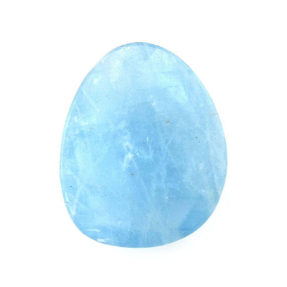 MILKY AQUAMARINE ROSE CUT PEARISH CAB (AAA) 12.50X15.50MM 4.75 Cts.