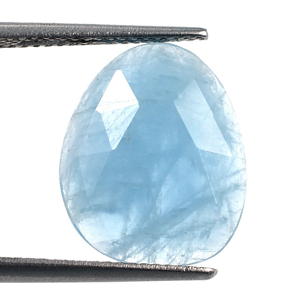 MILKY AQUAMARINE ROSE CUT PEARISH CAB (AAA) 12.50X15.50MM 4.75 Cts.