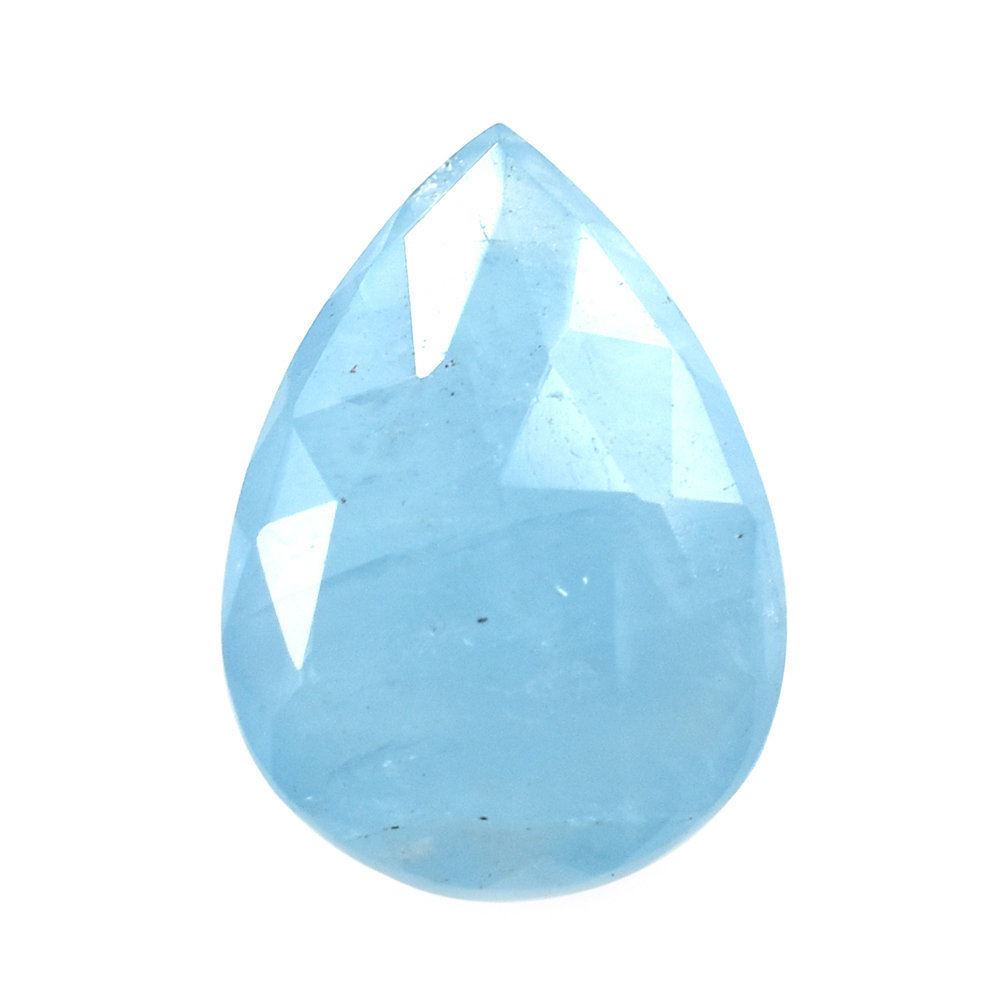 MILKY AQUAMARINE ROSE CUT BRIOLETTE PEAR (AA) 14X10MM 4.58 Cts.