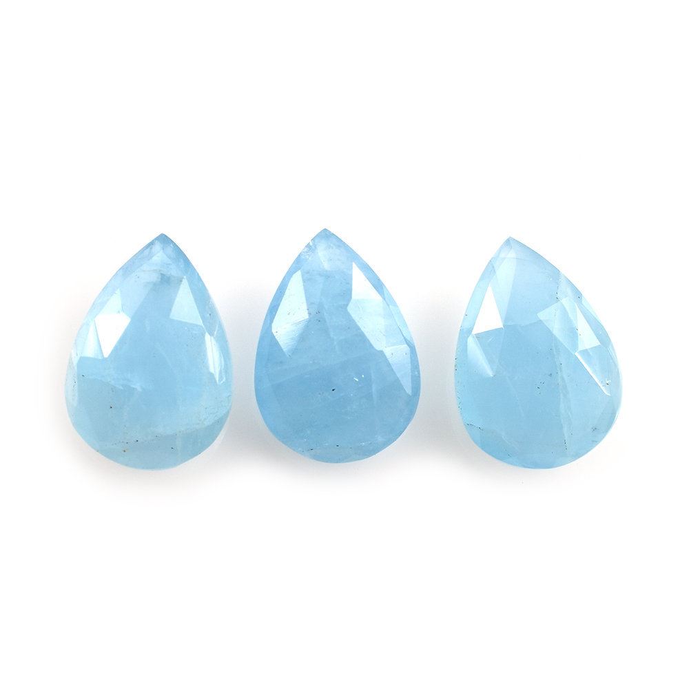 MILKY AQUAMARINE ROSE CUT BRIOLETTE PEAR (AA) 14X10MM 4.58 Cts.