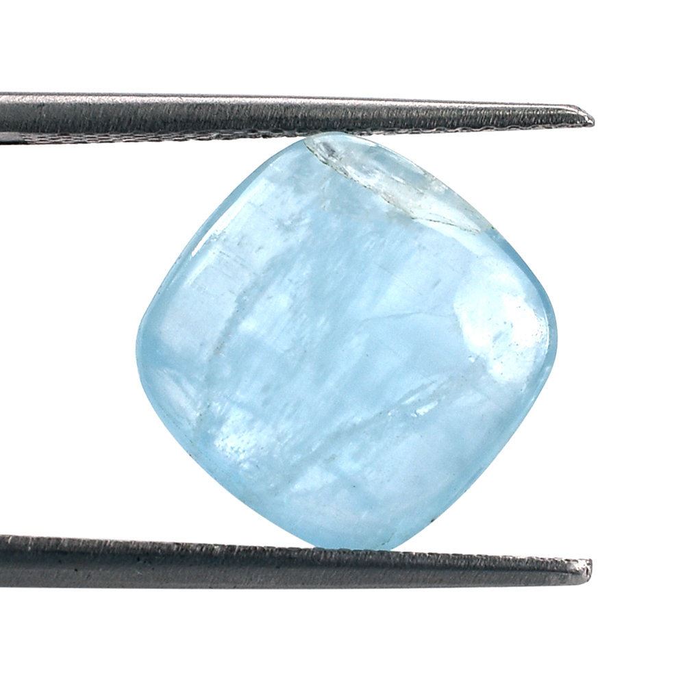 MILKY AQUAMARINE PLAIN LENTIL CUSHION (AA) 12MM 4.78 Cts.