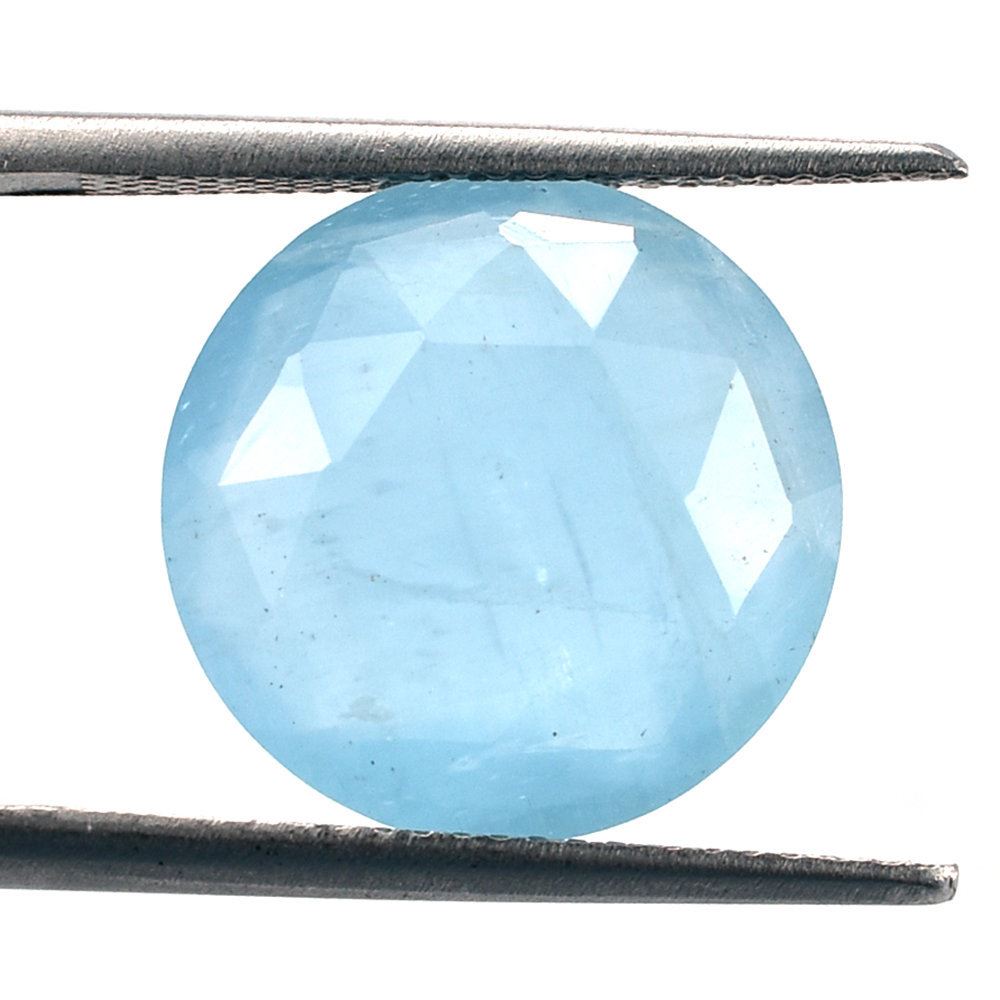 MILKY AQUAMARINE ROSE CUT BRIOLETTE ROUND (AAA) 14MM 7.34 Cts.