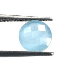 MILKY AQUAMARINE CHECKER CUT BRIOLETTE ROUND (AA) 8MM 1.65 Cts.