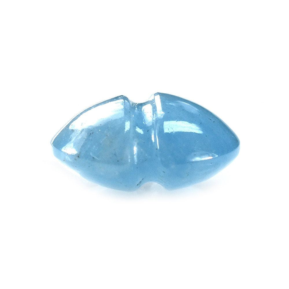 MILKY AQUAMARINE PLAIN LENTIL ROUND WITH CARVED BELT (D#25) (AAA) 12MM 5.37 Cts.