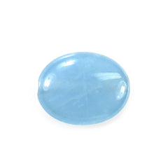 MILKY AQUAMARINE PLAIN LENTIL OVAL CAB (FULL-DRILL) (AAA) 10X8MM 2.61 Cts.