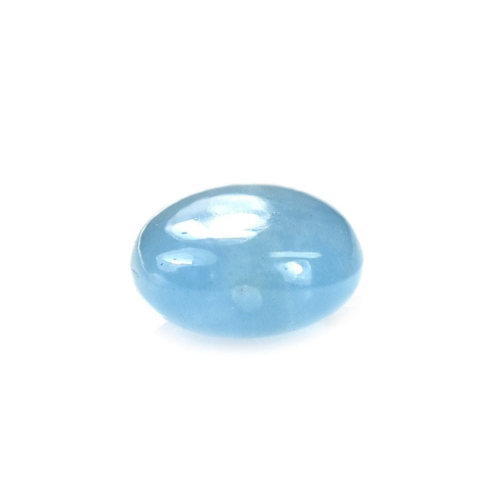 MILKY AQUAMARINE PLAIN LENTIL OVAL CAB (FULL-DRILL) (AAA) 10X8MM 2.61 Cts.