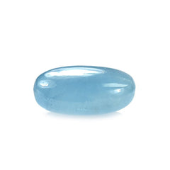 MILKY AQUAMARINE PLAIN LENTIL OVAL CAB (FULL-DRILL) (AAA) 10X8MM 2.61 Cts.