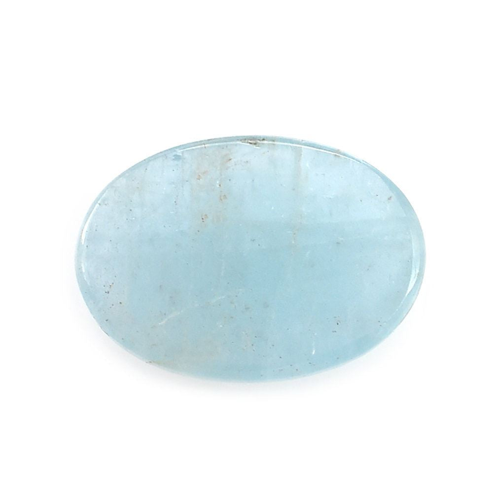 MILKY AQUAMARINE CHECKER CUT OVAL CAB (A) 14X10MM 3.30 Cts.
