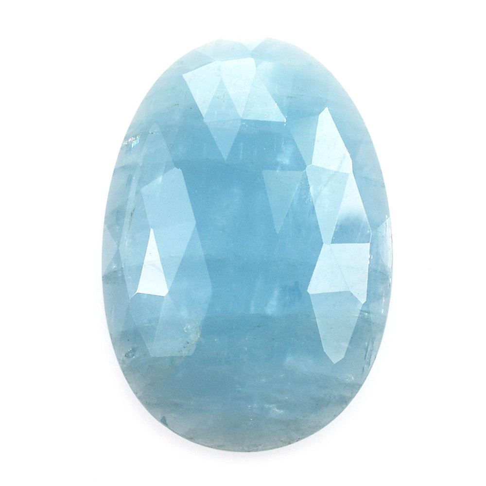 MILKY AQUAMARINE ROSE CUT IRRGULAR OVAL CAB (AAA) 30X20MM 21.65 Cts.
