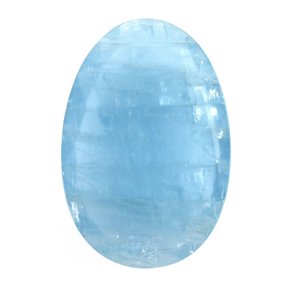 MILKY AQUAMARINE ROSE CUT IRRGULAR OVAL CAB (AAA) 30X20MM 21.65 Cts.