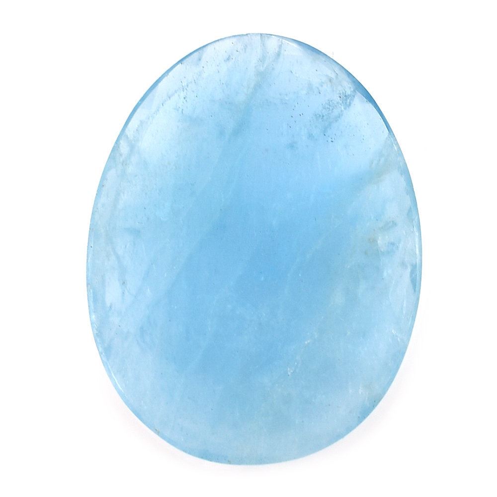 MILKY AQUAMARINE ROSE CUT IRRGULAR OVAL CAB (AAA) 26X20MM 14.03 Cts.
