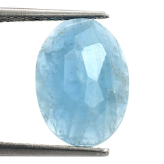 MILKY AQUAMARINE IRRGULAR CUT OVAL CAB (AAA) 14X10MM 5.37 Cts.
