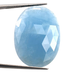 MILKY AQUAMARINE ROSE CUT OVAL CAB (AAA) 22X13MM 19.00 Cts.