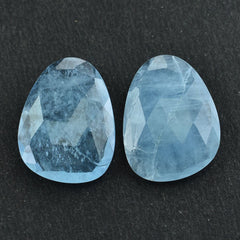 MILKY AQUAMARINE ROSE CUT BRIOLETTE PEARISH 20X15MM 7.85 Cts.