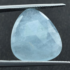 MILKY AQUAMARINE ROSE CUT BRIOLETTE TRILLIONISH 18X16MM 7.76 Cts.