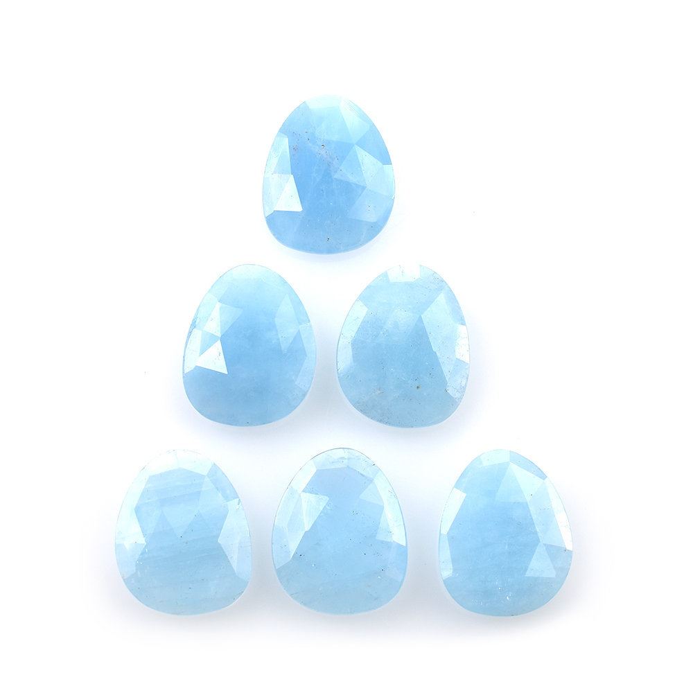 MILKY AQUAMARINE ROSE CUT BRIOLETTE PEARISH (MILKY/AA) 15.50X12.50MM 4.87 Cts.