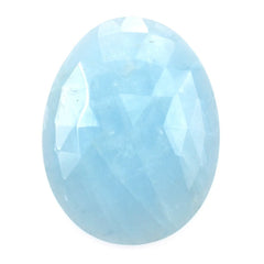MILKY AQUAMARINE ROSE CUT OVAL CAB (MILKY/AA) 26X20MM 14.63 Cts.
