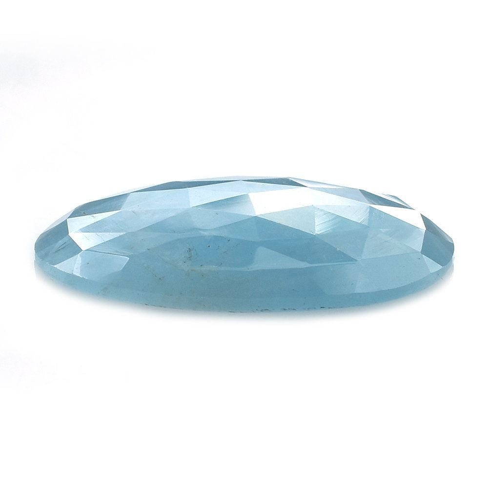 MILKY AQUAMARINE ROSE CUT OVAL CAB (MILKY/AA) 26X20MM 14.63 Cts.