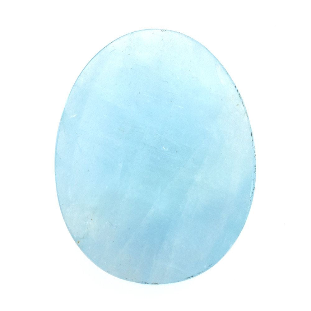 MILKY AQUAMARINE ROSE CUT OVAL CAB (MILKY/AA) 26X20MM 14.63 Cts.