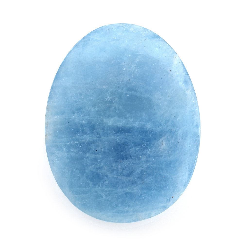 MILKY AQUAMARINE ROSE CUT OVAL CAB (MILKY/AAA) 26X20MM 15.30 Cts.
