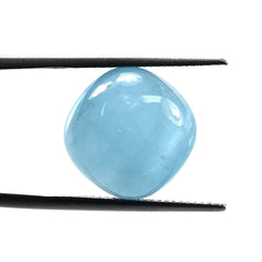 MILKY AQUAMARINE PLAIN LENTIL CUSHION 14.00MM 12.36 Cts.