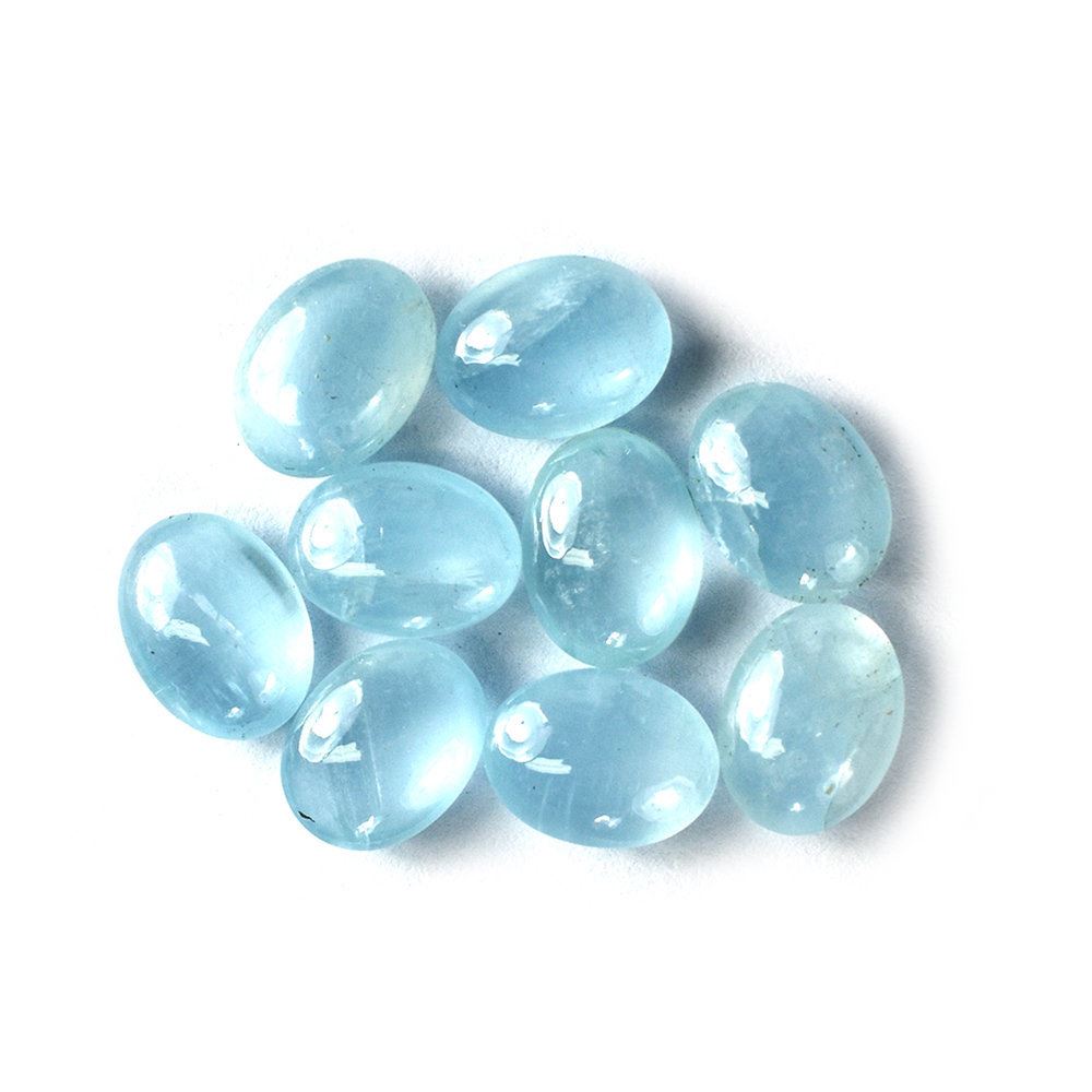 MILKY AQUAMARINE PLAIN OVAL LENTIL 8X6MM 1.13 Cts.