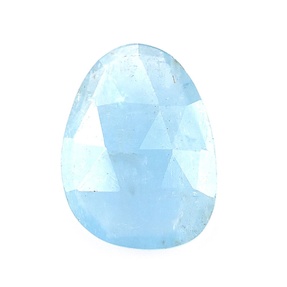 MILKY AQUAMARINE ROSE CUT BRIOLETTE PEARISH 13.50X10MM 3.79 Cts.