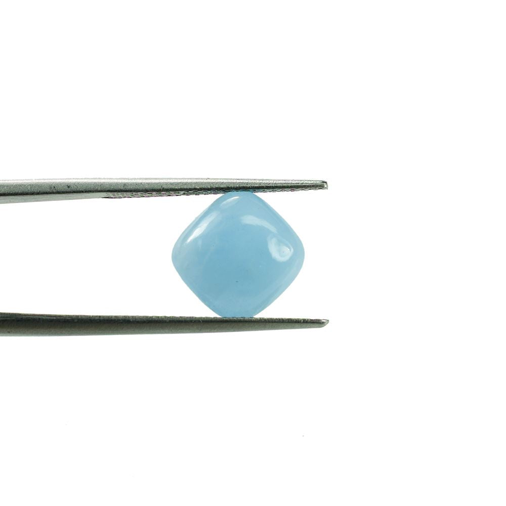 MILKY AQUAMARINE PLAIN LENTIL CUSHION (AA/SI) 10.00X10.00 MM 3.98 Cts.