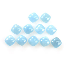MILKY AQUAMARINE PLAIN LENTIL CUSHION (AA/SI) 10.00X10.00 MM 3.98 Cts.