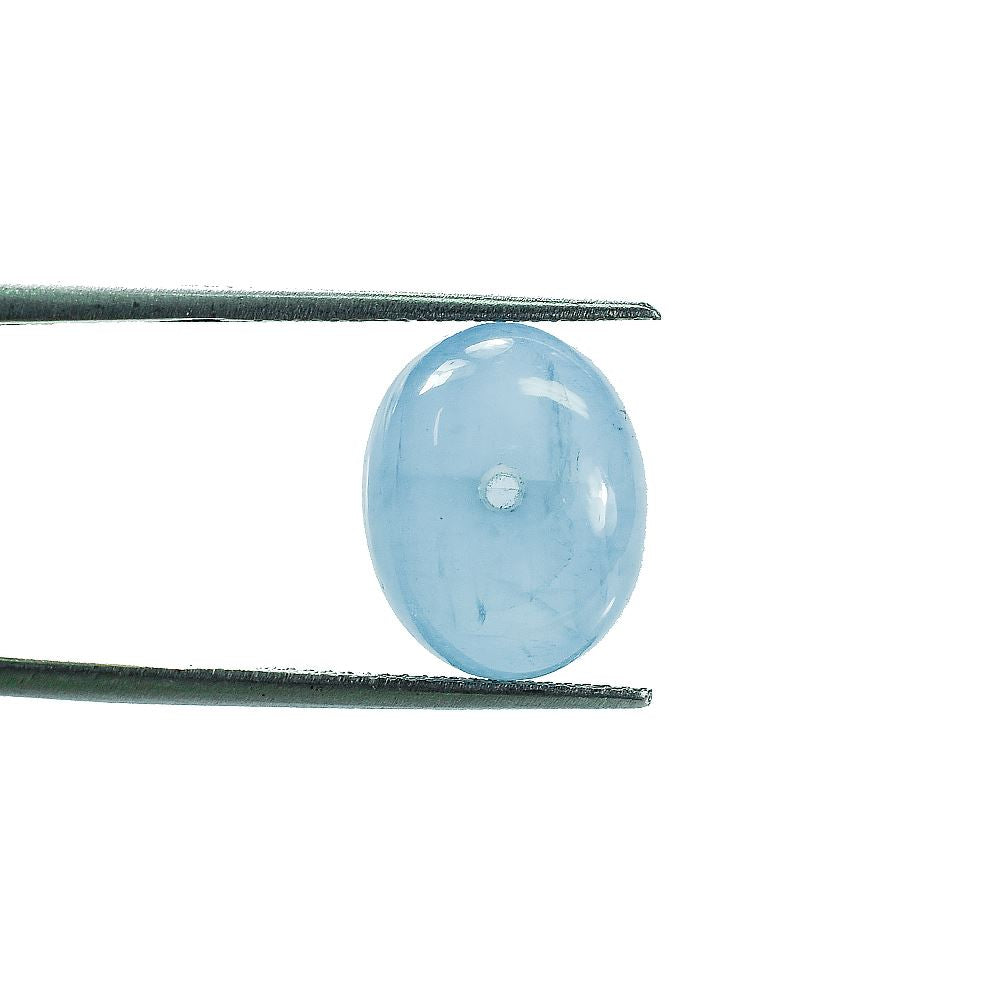 MILKY AQUAMARINE PLAIN BON SHAPE (AA/SI) (HALF DRILL) 12.00X10.00 MM 12.20 Cts.