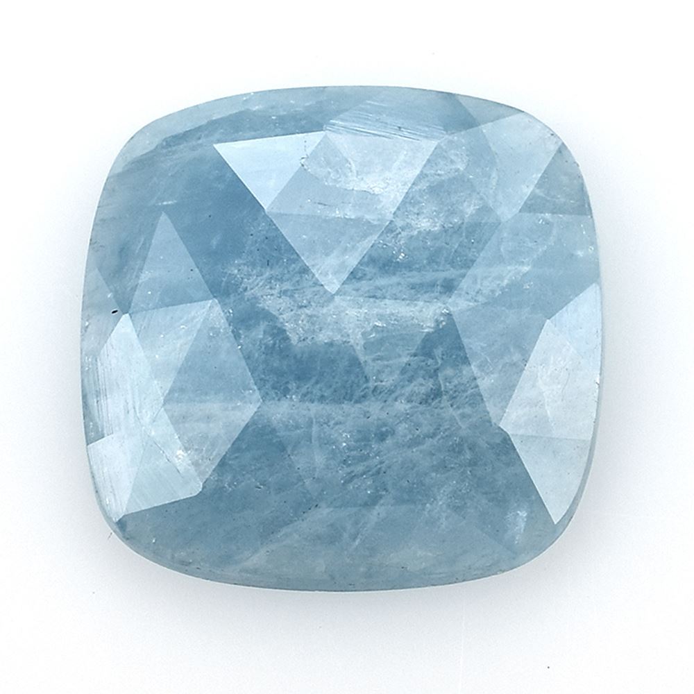 MILKY AQUAMARINE ROSE CUT CUSHION CAB 17.00X17.00 MM 9.05 Cts.