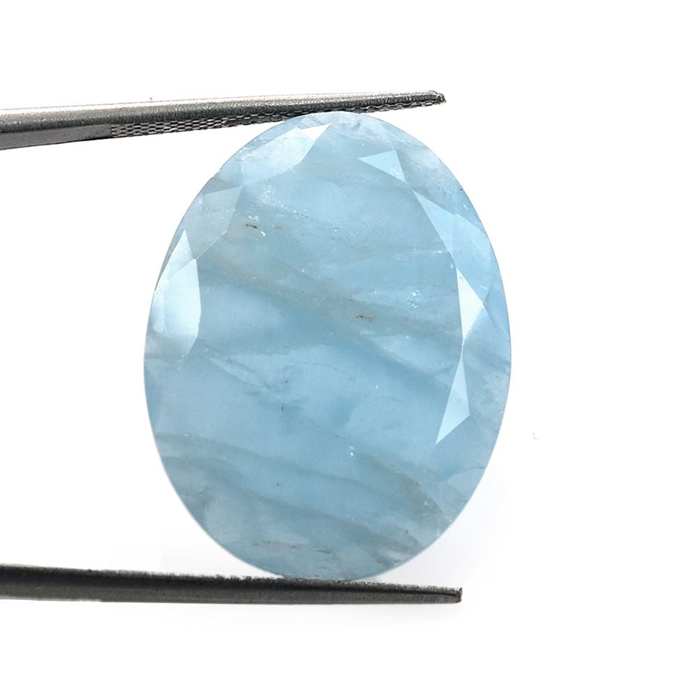 MILKY AQUAMARINE BOTH SIDE TABLE CUT OVAL 26.00X20.00 MM 18.32 Cts.