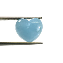 MILKY AQUAMARINE PLAIN HEART CAB (VERY MILKY/AA) 14.00X12.00 MM 6.55 Cts.