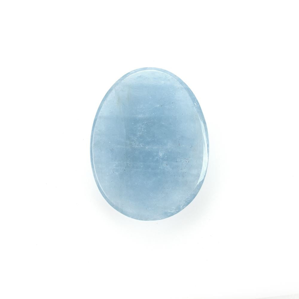 MILKY AQUAMARINE PLAIN ROSE CUT CAB EGG OVAL (AA) 26.00X20.00 MM 14.50 Cts.