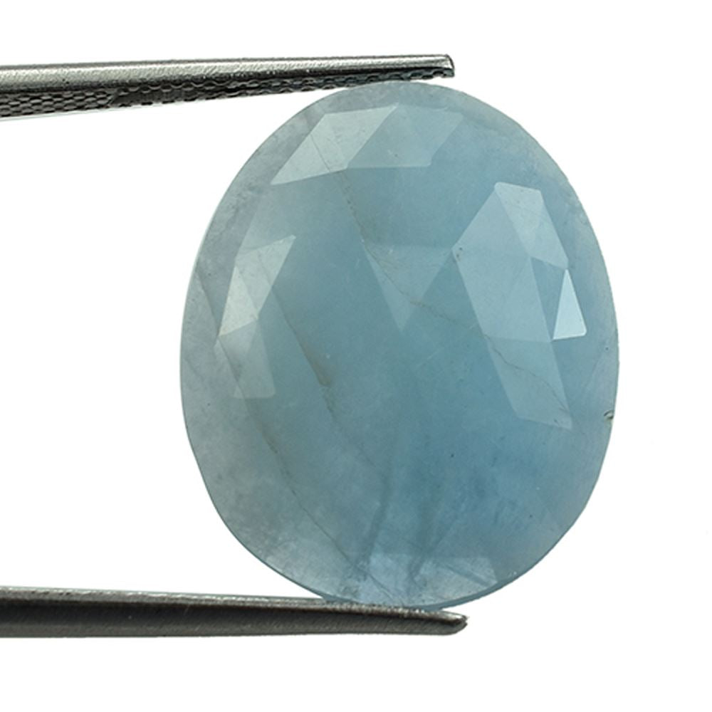 MILKY AQUAMARINE ROSE CUT EGG OVAL CAB (FLAT BOTTOM)(AA) 20.00X16.00 MM 8.86 Cts.