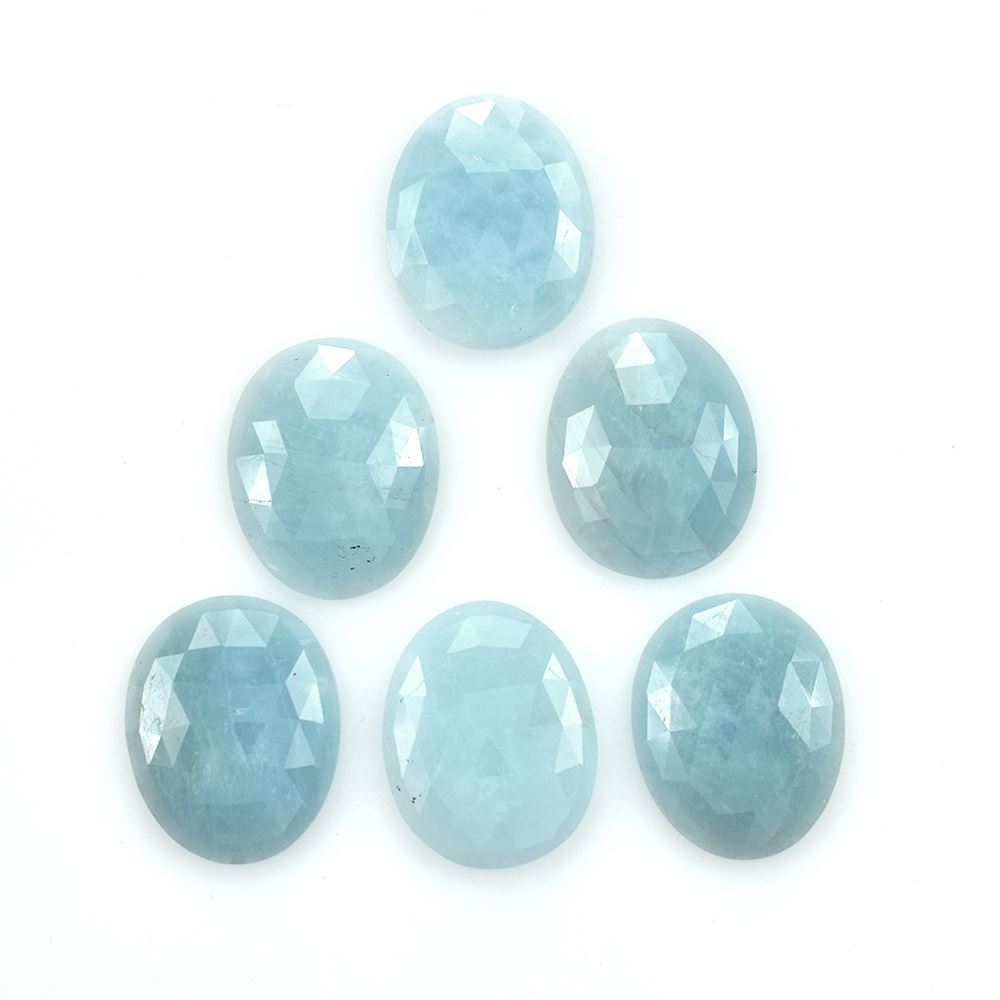MILKY AQUAMARINE ROSE CUT EGG OVAL CAB (FLAT BOTTOM)(AA) 20.00X16.00 MM 8.86 Cts.