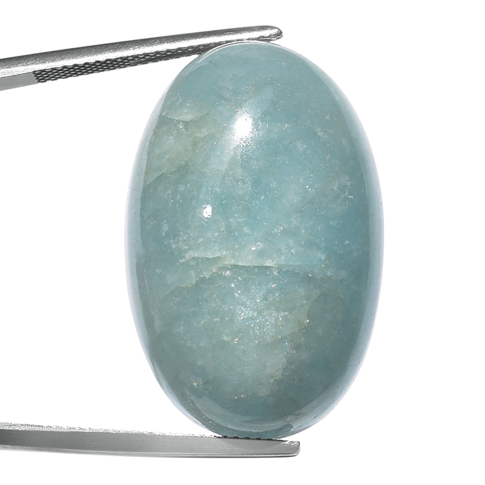 MILKY AQUAMARINE OVAL CAB 31X20MM 47.60 Cts.