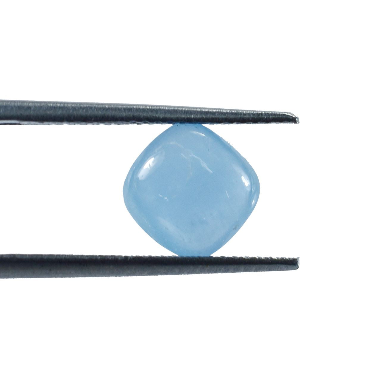 MILKY AQUAMARINE PLAIN LENTIL CUSHION (AAA) 8.00X8.00 MM 1.78 Cts.