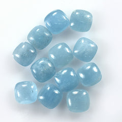 MILKY AQUAMARINE PLAIN LENTIL CUSHION (AAA) 8.00X8.00 MM 1.78 Cts.