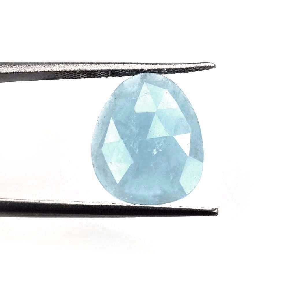 MILKY AQUAMARINE ROSE CUT BRIOLETTE TRILLIONISH (AA)(SI) 15.50X12.50 MM 4.89 Cts.