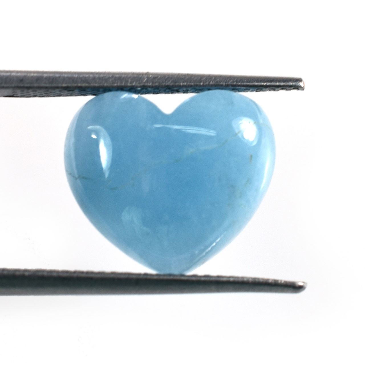 MILKY AQUAMARINE PLAIN HEART (AA) 14.00X12.00 MM 6.40 Cts.