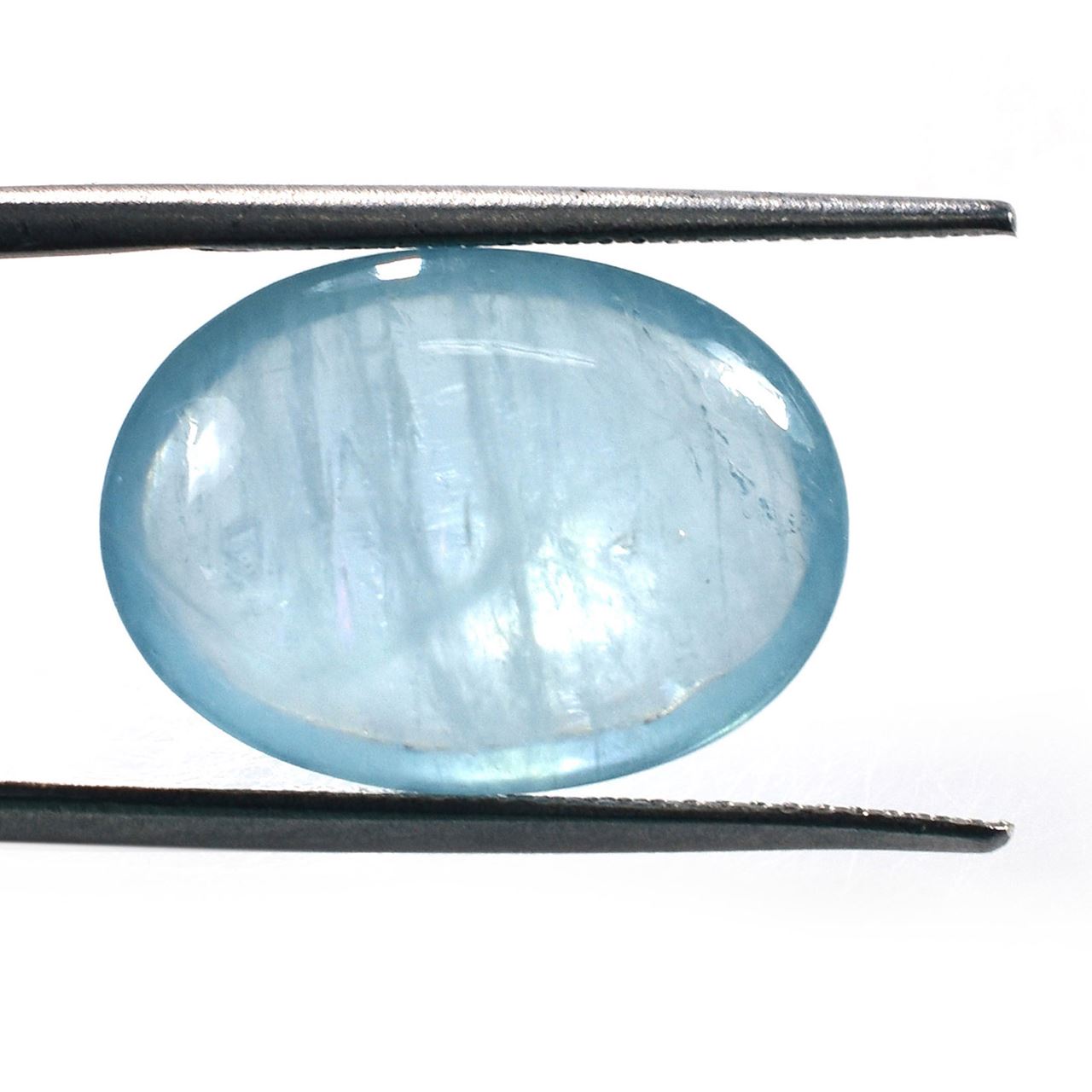 MILKY AQUAMARINE PLAIN LENTIL OVAL (AA)(TRANSLUCENT) 18.00X13.00 MM 9.42 Cts.