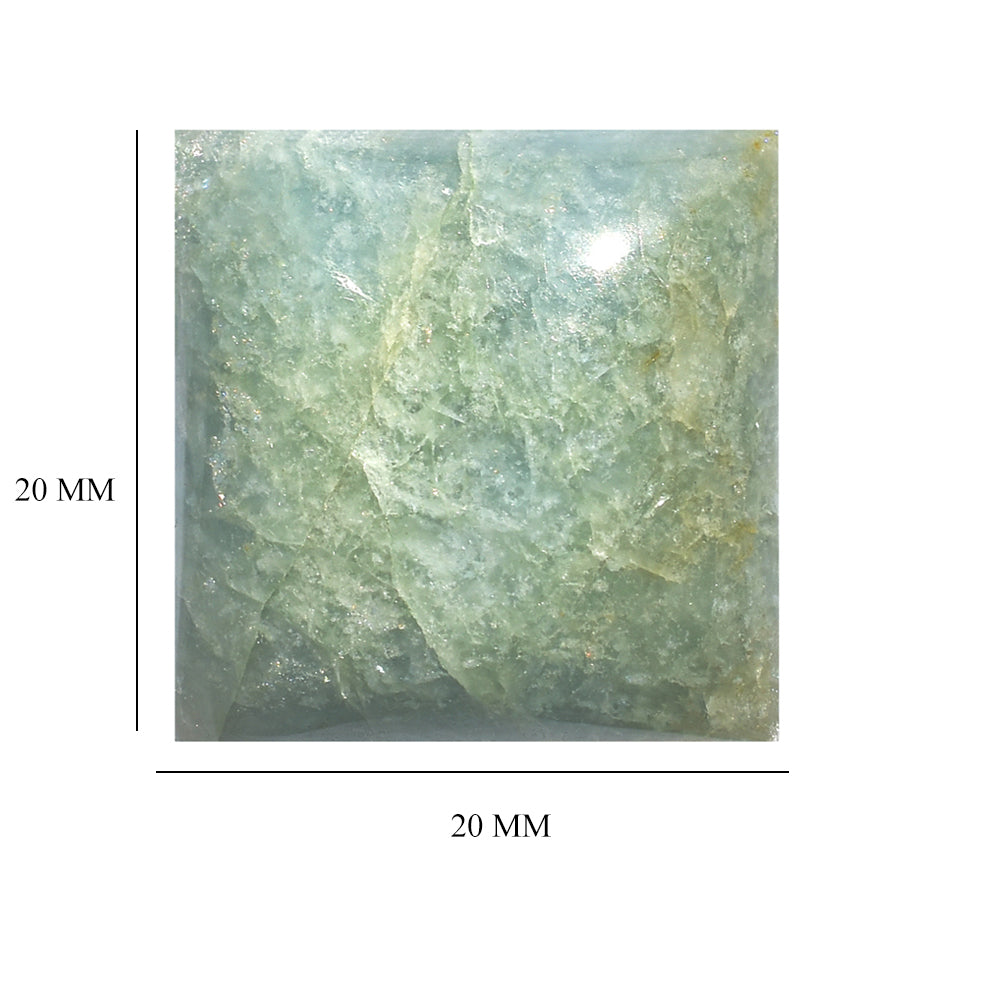 MILKY AQUAMARINE SQUARE CAB 20MM 32.10 Cts.