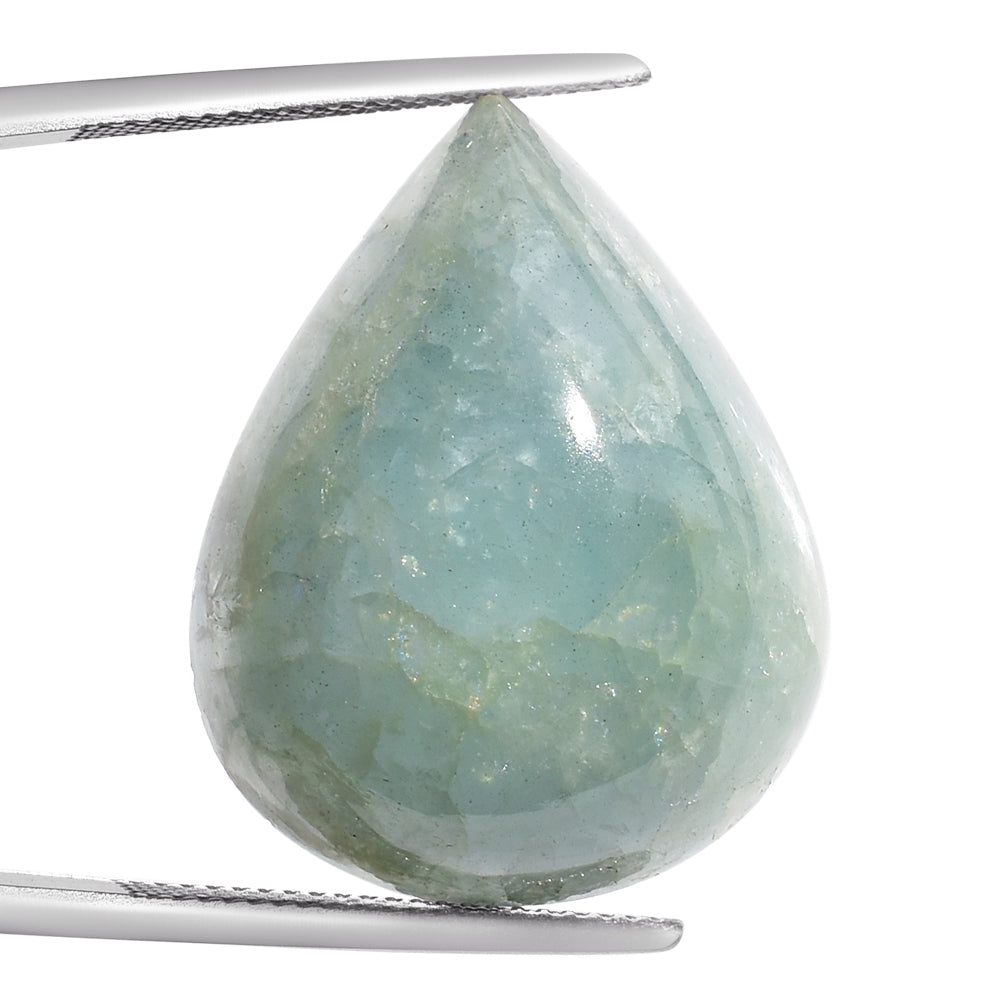 MILKY AQUAMARINE PEAR CAB 27X21MM 36.20 Cts.