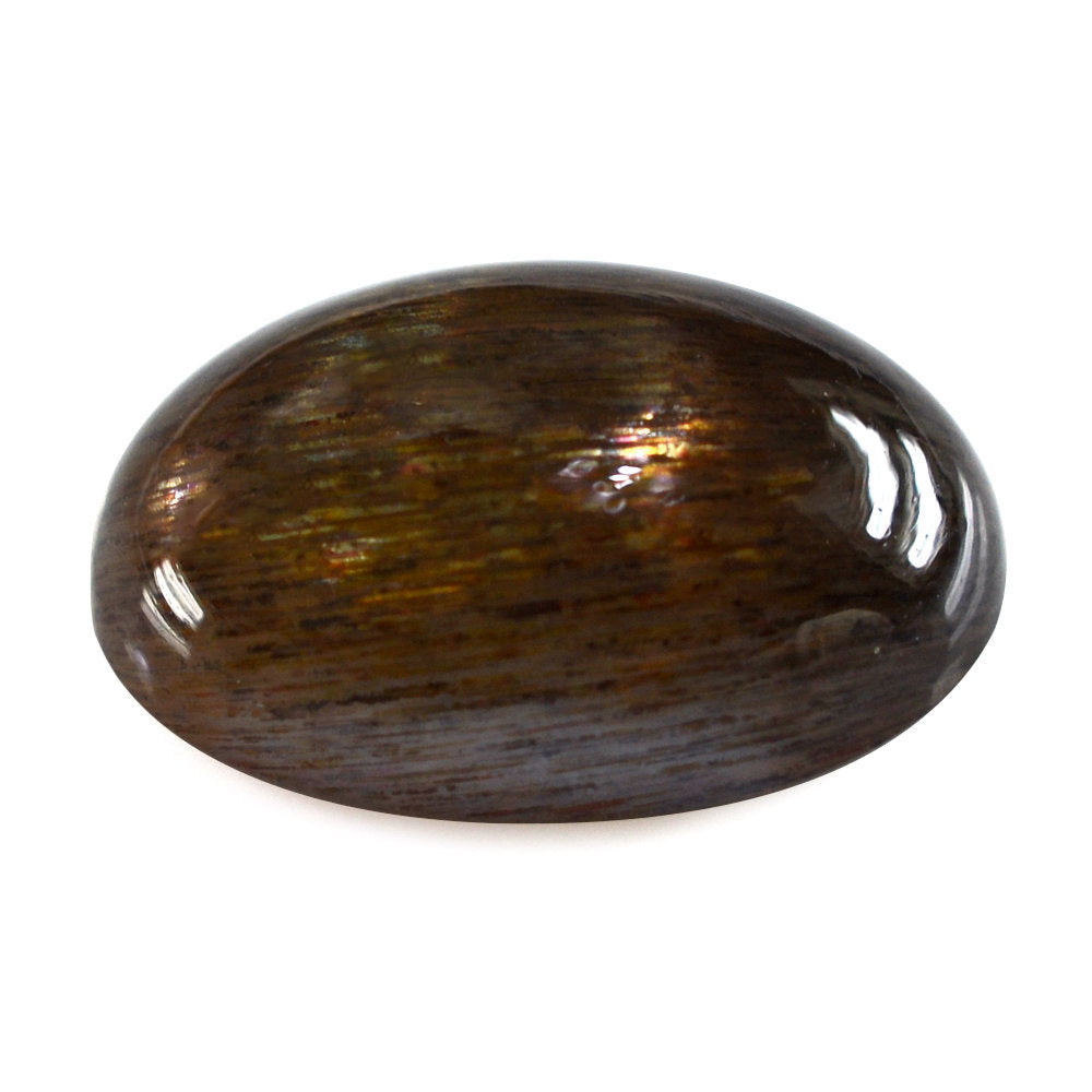 BLACK SHINE GOLDEN SUNSTONE PLAIN OVAL CAB 14X10MM 5.33 Cts.